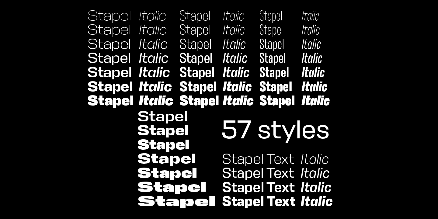 Beispiel einer Stapel Italic-Schriftart